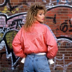 Le Coq Sportif Pink Satin Bomber Jacket vintage 90’s Sz. Large